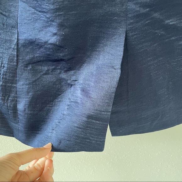 Anthropologie Capulet Navy Blue Notch Collar Satin Boyfriend Blazer NWT - Picture 8 of 13